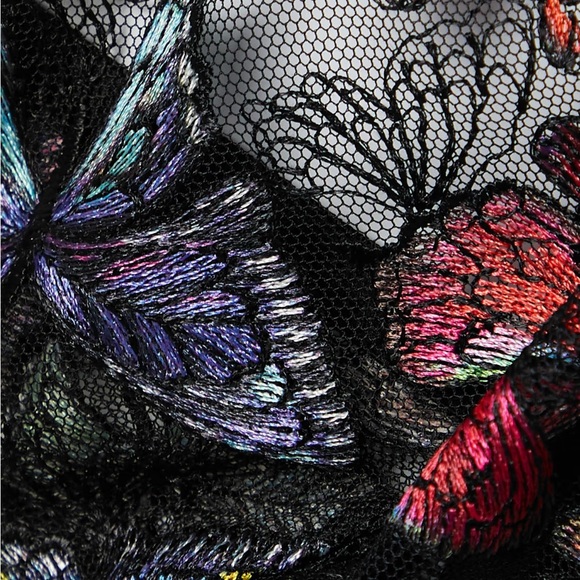 🦋 BUTTERFLY EMBROIDERY PLUNGE DEMI BRA 🦋 🌺💎Fleur du Mal 💎🌺 32DD - Picture 2 of 10
